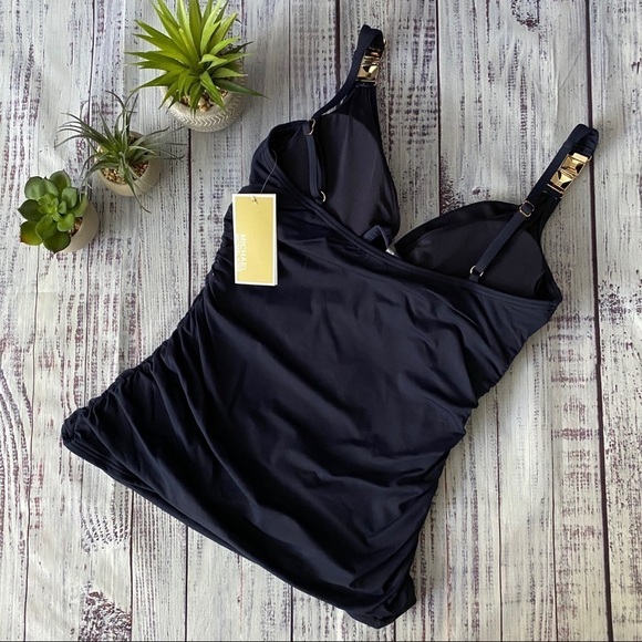 Michael Kors Navy Underwire Tankini with Gold Hardware Swim - Picture 4 of 5